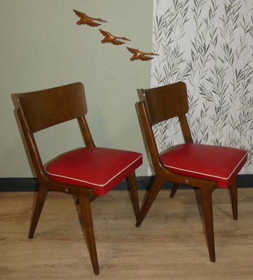 Mid-Century Red Dining Chairs, Set of 2-AFE-556781