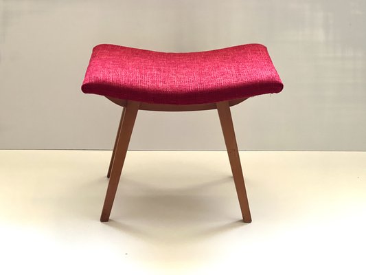 Mid-Century Red Fabric Footstool, 1970s-ALG-1337870