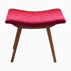 Mid-Century Red Fabric Footstool, 1970s-ALG-1337870