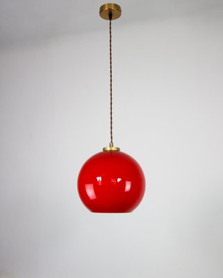 Mid-Century Red Glass Pendant Lamp-HGJ-1187972