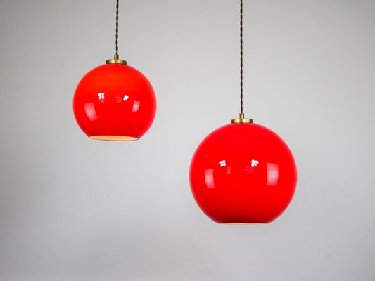 Mid-Century Red Glass Pendant Lamp-HGJ-1187972