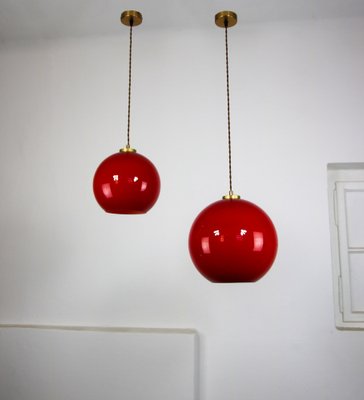 Mid-Century Red Glass Pendant Lamp-HGJ-1187972