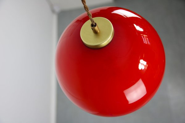 Mid-Century Red Glass Pendant Lamp-HGJ-1187972