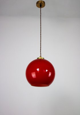 Mid-Century Red Glass Pendant Lamp-HGJ-1187972