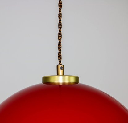 Mid-Century Red Glass Pendant Lamp-HGJ-1187971