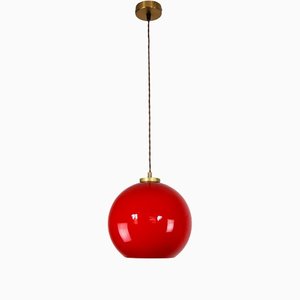 Mid-Century Red Glass Pendant Lamp-HGJ-1187972