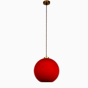 Mid-Century Red Glass Pendant Lamp-HGJ-1187971