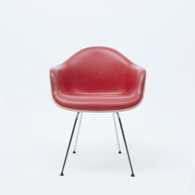 Mid-Century Red Leather Dax Dining Chair by Charles & Ray Eames for Herman Miller-QQA-777778