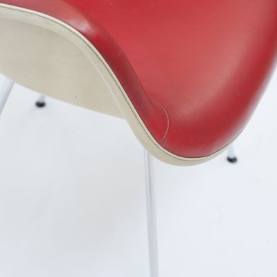 Mid-Century Red Leather Dax Dining Chair by Charles & Ray Eames for Herman Miller-QQA-777778