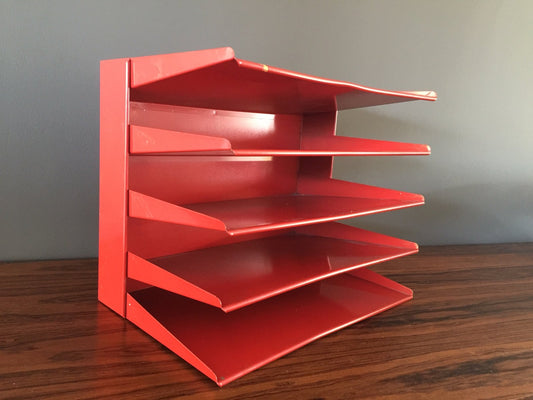 Mid-Century Red Metal File Sorter