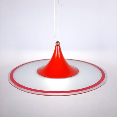 Mid-Century Red Pendant Lamp, Italy, 1960s-WQC-843054