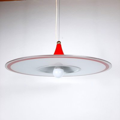 Mid-Century Red Pendant Lamp, Italy, 1960s-WQC-843054