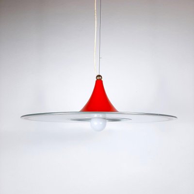 Mid-Century Red Pendant Lamp, Italy, 1960s-WQC-843054