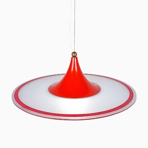 Mid-Century Red Pendant Lamp, Italy, 1960s-WQC-843054