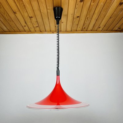 Mid-Century Red Plastic Albatros Pendant Lamp from Meblo, Yugoslavia, 1970s-WQC-953309