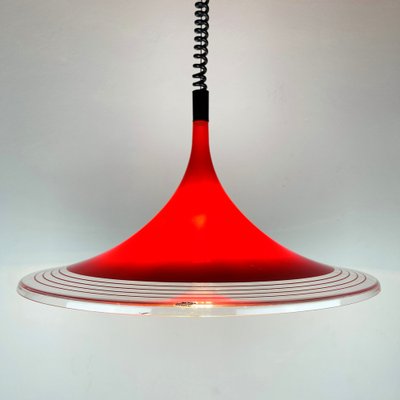 Mid-Century Red Plastic Albatros Pendant Lamp from Meblo, Yugoslavia, 1970s-WQC-953309