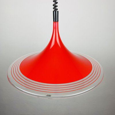 Mid-Century Red Plastic Albatros Pendant Lamp from Meblo, Yugoslavia, 1970s-WQC-953309