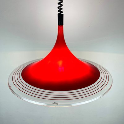 Mid-Century Red Plastic Albatros Pendant Lamp from Meblo, Yugoslavia, 1970s-WQC-953309