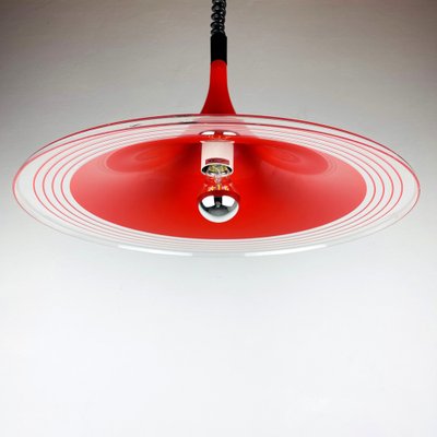 Mid-Century Red Plastic Albatros Pendant Lamp from Meblo, Yugoslavia, 1970s-WQC-953309