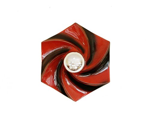 Mid-Century Red Swirl Ceramic Sconce, 1960s-PBW-1816844