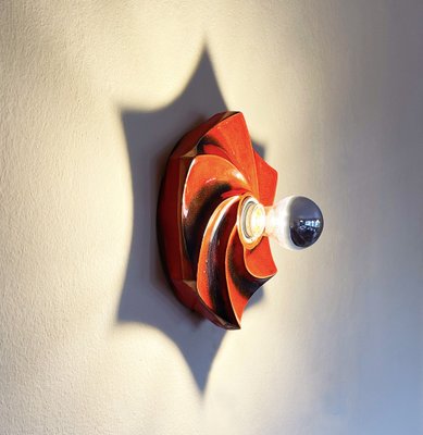 Mid-Century Red Swirl Ceramic Sconce, 1960s-PBW-1816844