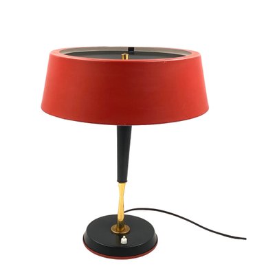 Mid-Century Red Table Lamp by Oscar Torlasco for Lumi, Italy, 1950s-TXN-1748929