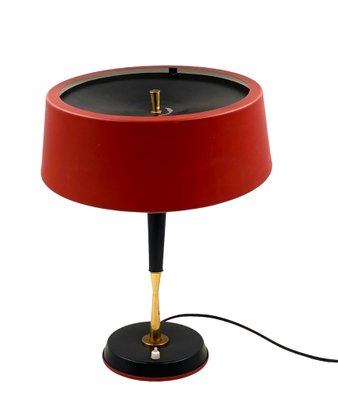 Mid-Century Red Table Lamp by Oscar Torlasco for Lumi, Italy, 1950s-TXN-1748929