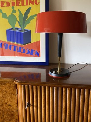 Mid-Century Red Table Lamp by Oscar Torlasco for Lumi, Italy, 1950s-TXN-1748929