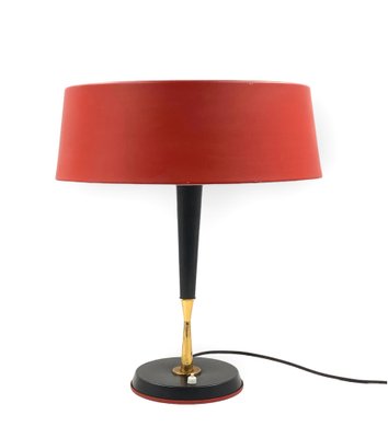 Mid-Century Red Table Lamp by Oscar Torlasco for Lumi, Italy, 1950s-TXN-1748929