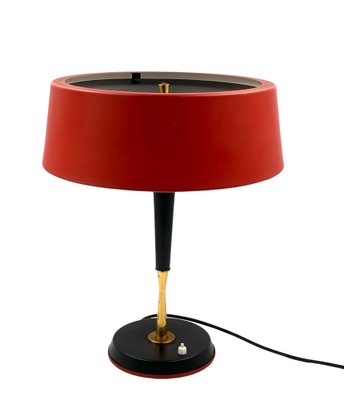 Mid-Century Red Table Lamp by Oscar Torlasco for Lumi, Italy, 1950s-TXN-1748929