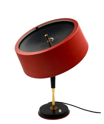 Mid-Century Red Table Lamp by Oscar Torlasco for Lumi, Italy, 1950s-TXN-1748929