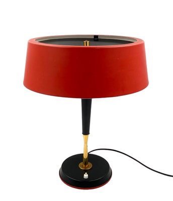 Mid-Century Red Table Lamp by Oscar Torlasco for Lumi, Italy, 1950s-TXN-1748929