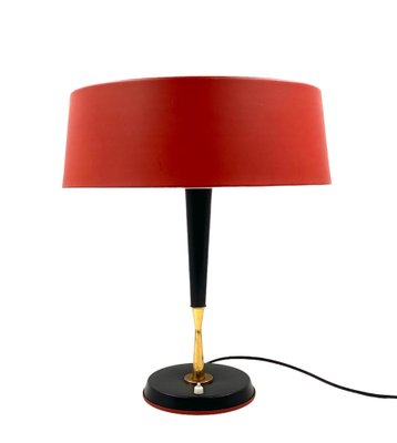 Mid-Century Red Table Lamp by Oscar Torlasco for Lumi, Italy, 1950s-TXN-1748929