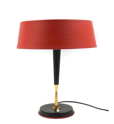 Mid-Century Red Table Lamp by Oscar Torlasco for Lumi, Italy, 1950s-TXN-1748929