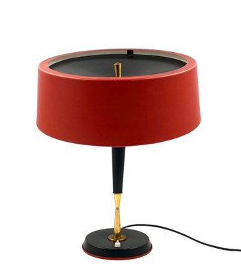 Mid-Century Red Table Lamp by Oscar Torlasco for Lumi, Italy, 1950s-TXN-1748929