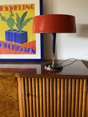 Mid-Century Red Table Lamp by Oscar Torlasco for Lumi, Italy, 1950s-TXN-1748929