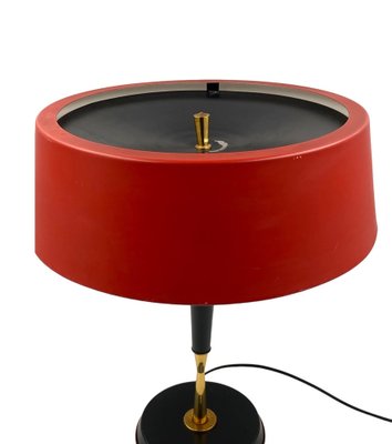 Mid-Century Red Table Lamp by Oscar Torlasco for Lumi, Italy, 1950s-TXN-1748929