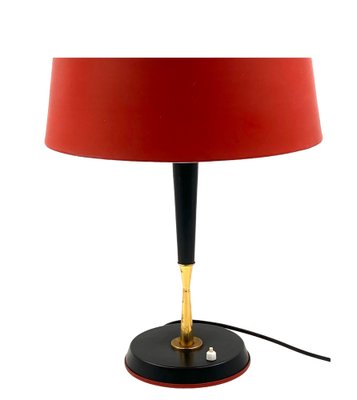 Mid-Century Red Table Lamp by Oscar Torlasco for Lumi, Italy, 1950s-TXN-1748929