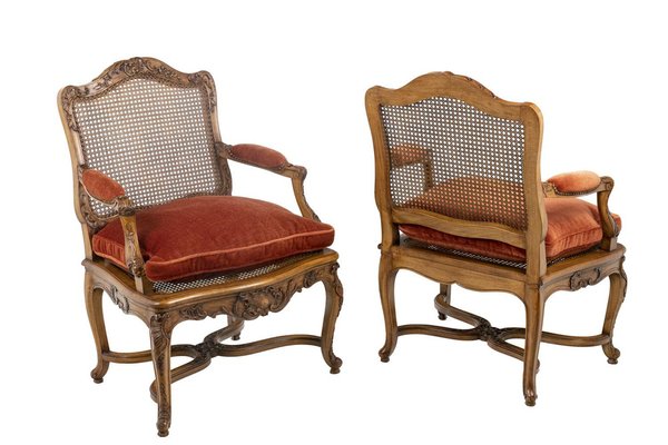 Mid-Century Regence Style Armchairs in Beech and Cane-CEJ-1065973