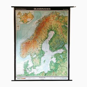 Mid-Century Relief Wall Card of Scandinavia by Wenschow for List Verlag, 1960s-FW-1358224