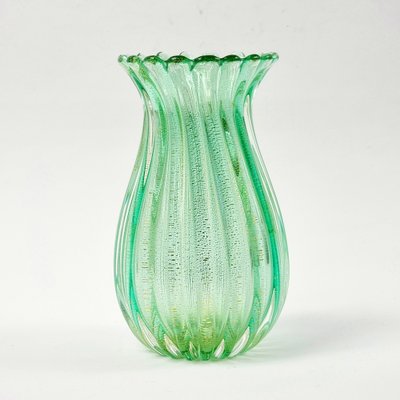 Mid-Century Ribbed Murano Glass Vase attributed to Archimede Seguso for Seguso Vetri d'Arte, Italy, 1950s-BMM-1764783