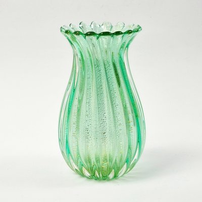 Mid-Century Ribbed Murano Glass Vase attributed to Archimede Seguso for Seguso Vetri d'Arte, Italy, 1950s-BMM-1764783