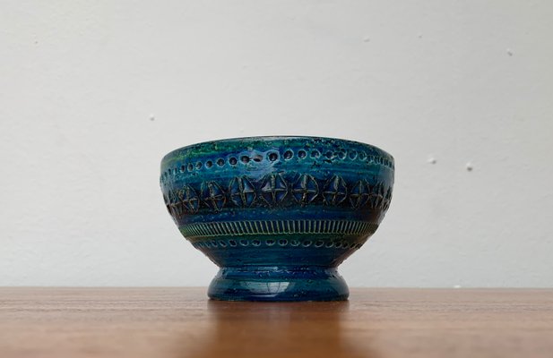 Mid-Century Rimini Blu Pottery Candle Holder by Aldo Londi for Bitossi, Italy, 1960s-UAH-1417520