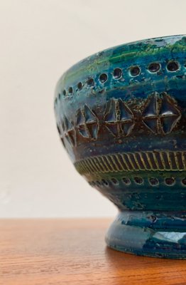 Mid-Century Rimini Blu Pottery Candle Holder by Aldo Londi for Bitossi, Italy, 1960s-UAH-1417520