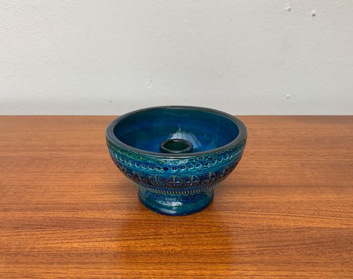 Mid-Century Rimini Blu Pottery Candle Holder by Aldo Londi for Bitossi, Italy, 1960s-UAH-1417520