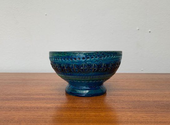 Mid-Century Rimini Blu Pottery Candle Holder by Aldo Londi for Bitossi, Italy, 1960s-UAH-1417520