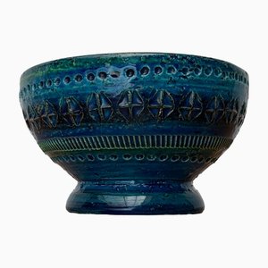 Mid-Century Rimini Blu Pottery Candle Holder by Aldo Londi for Bitossi, Italy, 1960s-UAH-1417520