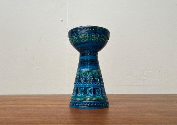 Mid-Century Rimini Blu Pottery Candleholder by Aldo Londi for Bitossi, Italy, 1960s-UAH-1716533