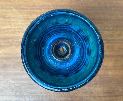 Mid-Century Rimini Blu Pottery Candleholder by Aldo Londi for Bitossi, Italy, 1960s-UAH-1716533