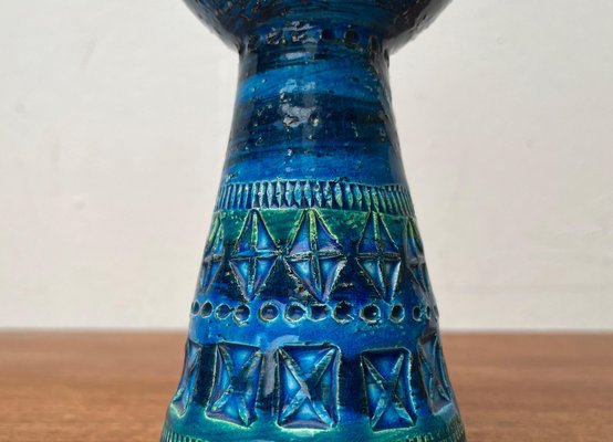 Mid-Century Rimini Blu Pottery Candleholder by Aldo Londi for Bitossi, Italy, 1960s-UAH-1716533